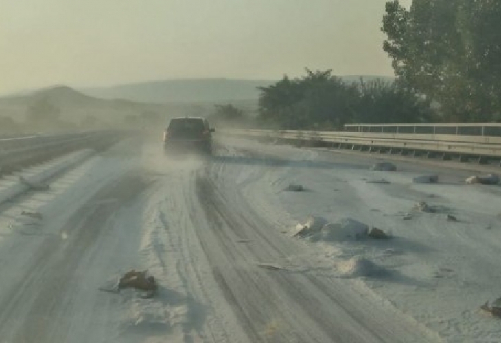 АМ Хемус побеля тази сутрин в участъка Шумен Варна