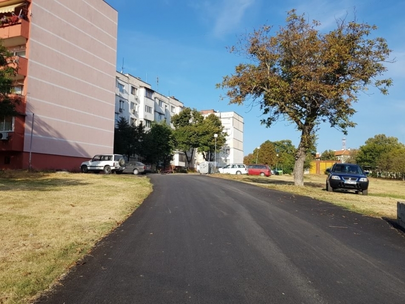 Трева проби асфалта на прясно ремонтиран улица в Козлодуй видя