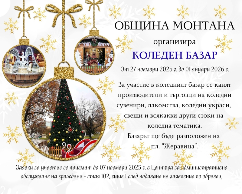 Община Монтана организира Коледен базар