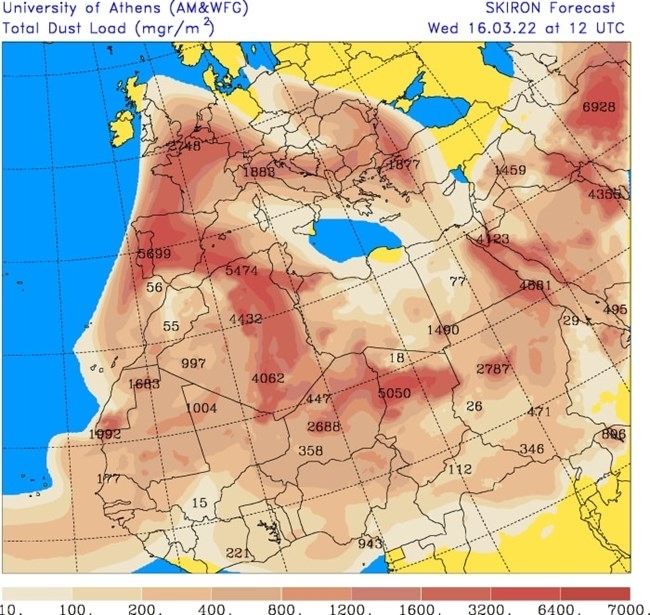 Мощният пренос на сахарски прах който обхвана Пиренейския полуостров и