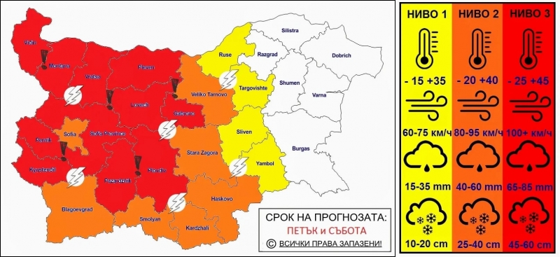 Метео България издадоха ново предупреждение за значителни валежи и екстремален
