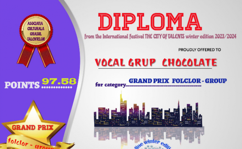 Най високата награда Гран при за фолклор от участието си в