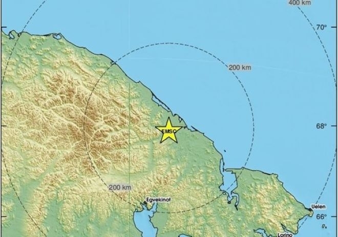 Земетресение с магнитуд 5.3 е регистрирано в Чукотка, Русия, в