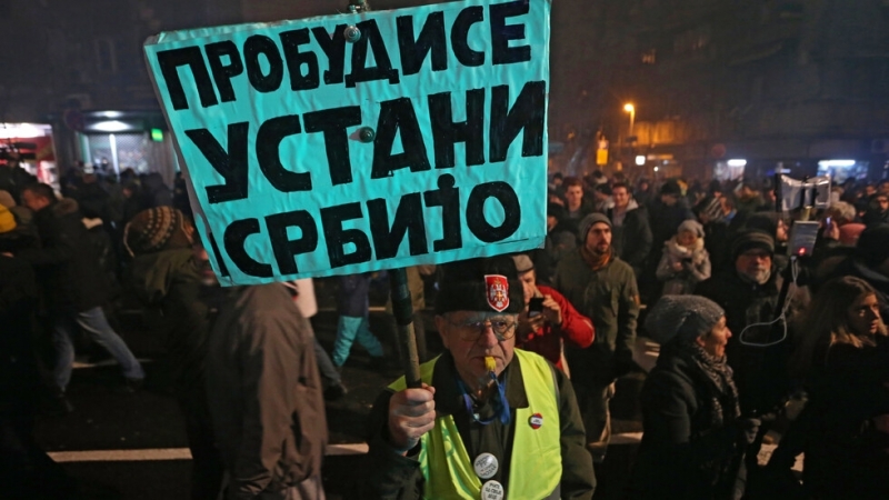 Масови антиправителствени протести в Сърбия. За шеста поредна седмица хиляди