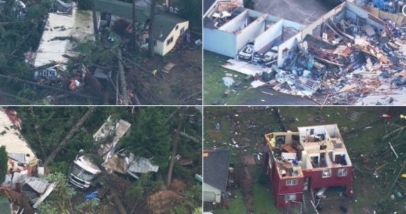 Торнадо нанесе значителни щети в предградията на Сиатъл Такова природно