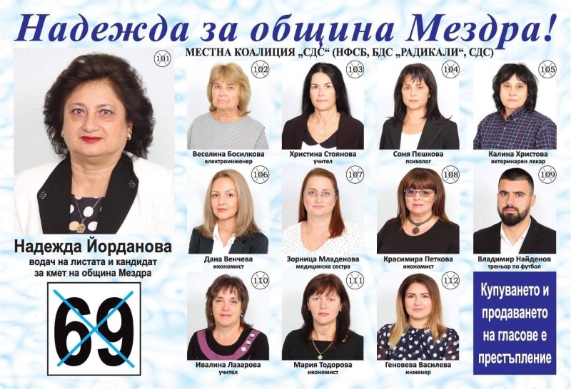 Надежда Йорданова кандидат за кмет на община Мездра и
