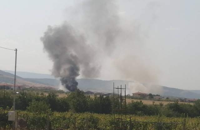 Пожар с огромен периметър бушува на новия път за Белащица