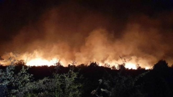 Пожар е бушувал снощи под местността Връшка чука в близост до границата