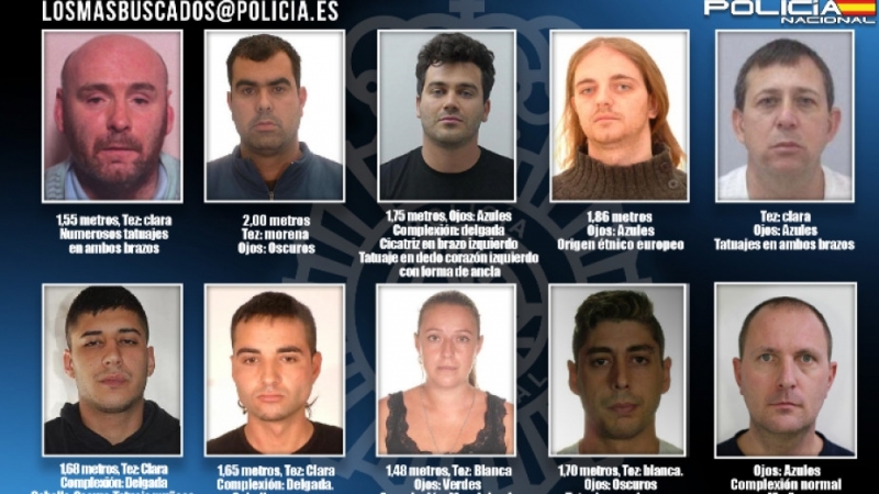 Испанската Национална полиция започна кампания за залавянето на десетте най