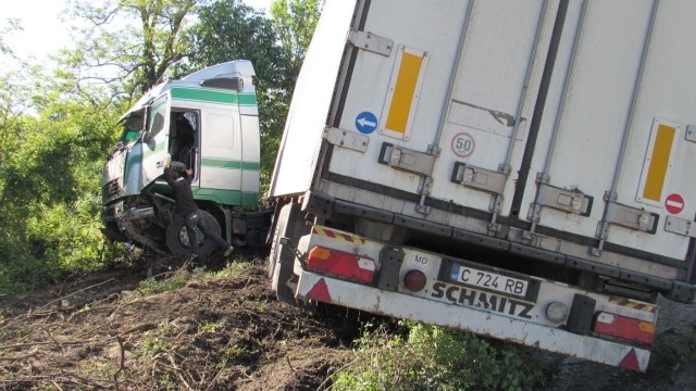 ТИР се удари в крайпътно дърво на пътя Монтана Видин съобщиха