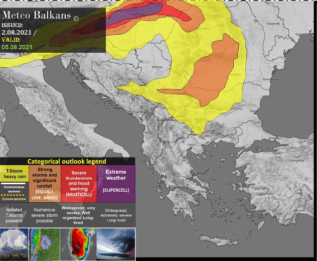 Има висок риск за силни гръмотевични бури но преди тях