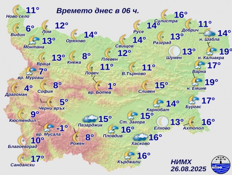 Мразовита се оказа днешната августовска сутрин научи агенция BulNews Температурите