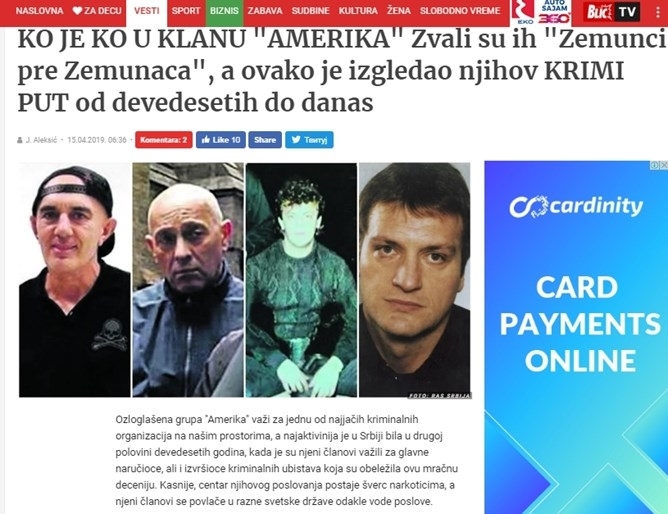 Групировката Америка е държала канал за трафик на кокаин и