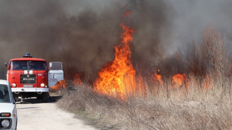 Голям пожар гори в защитената местност Калимок Бръшлен край Тутракан На
