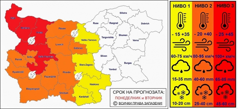Метео България издаде предупреждение за нови интензивни валежи То важи за