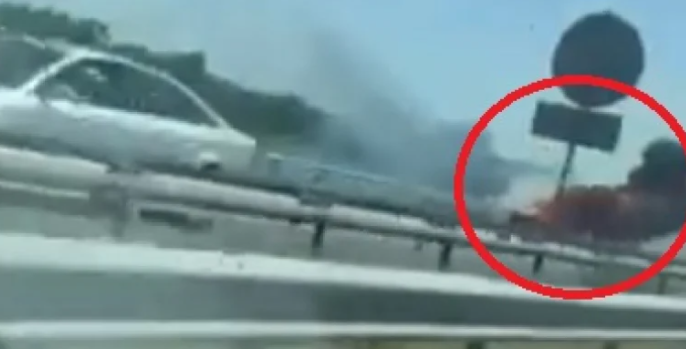 Лек автомобил избухна в пламъци на АМ Тракия Инцидентът е станал