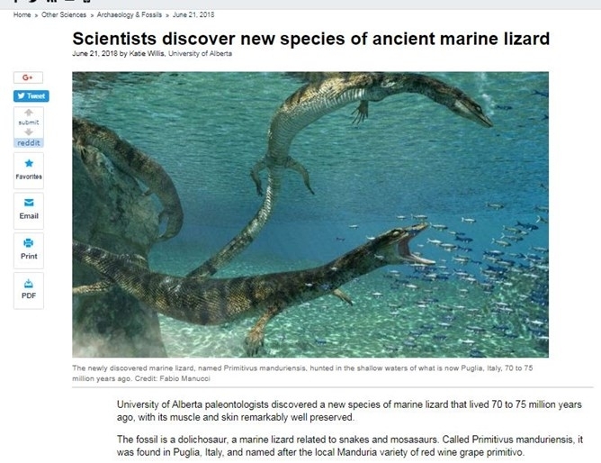 Учени идентифицираха нов вид древни морски гущери живели преди 75