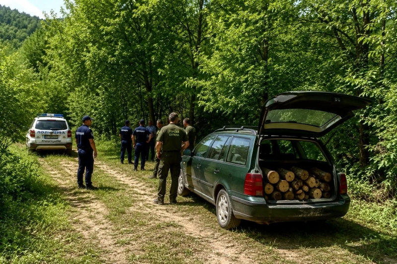 Полицаи и горски заловиха бракониери на дърва в землището на