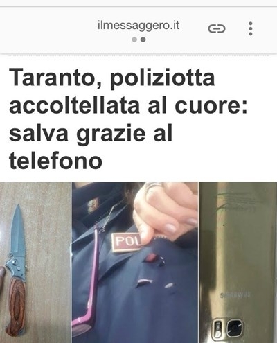 Италианска полицайка се спаси като по чудо от намушкванията с