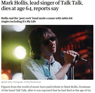 Марк Холис вокалистът на британската група Talk Talk почина на