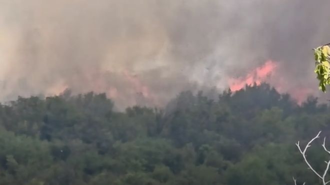 Пожар избухна в района на Стара Загора съобщи NOVA Горят изоставени лозя пасища сухи