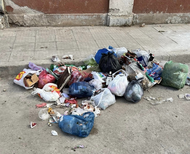 Торби с боклуци заляха улица в Лом научи агенция BulNews