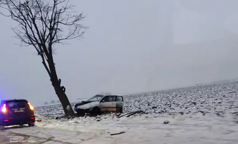 Млад шофьор се удари в крайпътно дърво съобщават от полицията