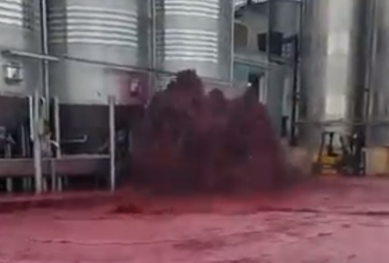 Хиляди литри червено вино се изляха на земята в един