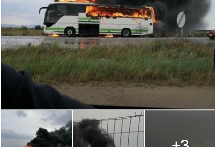 Гръцката служба за пожарна безопасност съобщи че междуградски автобус движещ