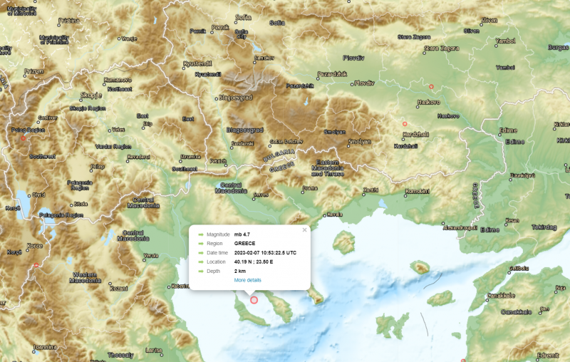 Земетресение с магнитуд 4,7 разлюля Северна Гърция, съобщиха местните агенции. 
Епицентърът
