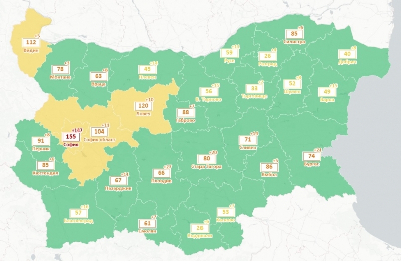 Само областите Видин Ловеч София област и София град са в