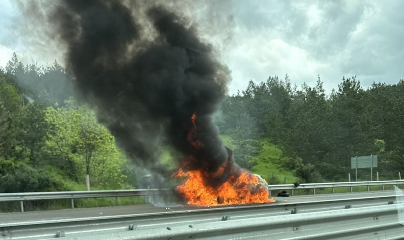 Кола се е запалила в движение на автомагистрала Хемус“, видя