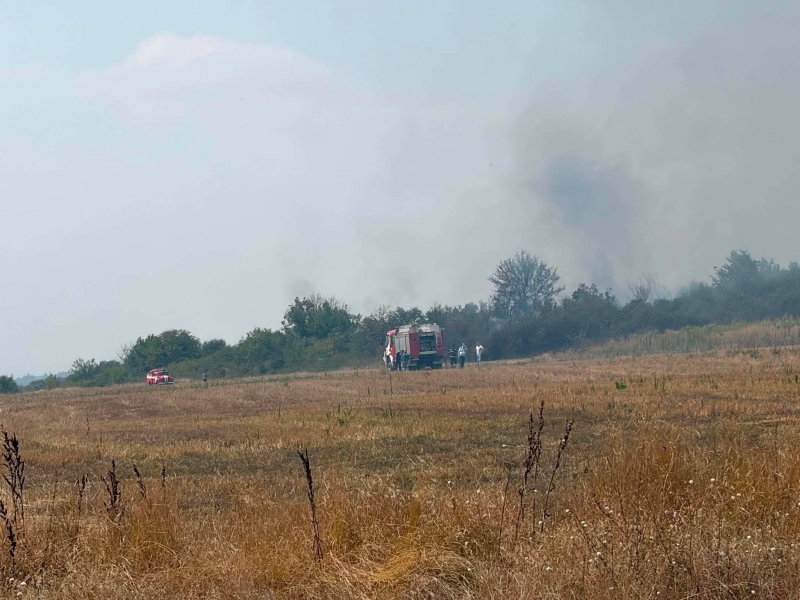 Извънредно! Голям пожар вилнее в Мездра, 5 екипа огнеборци гасят стихията /снимки/