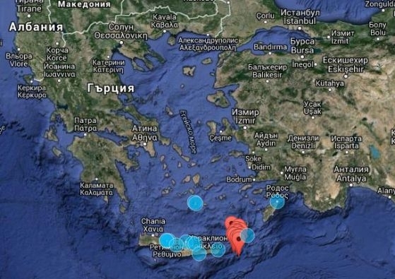 Седем сеизмични труса са регистрирани днес в района на Спорадските