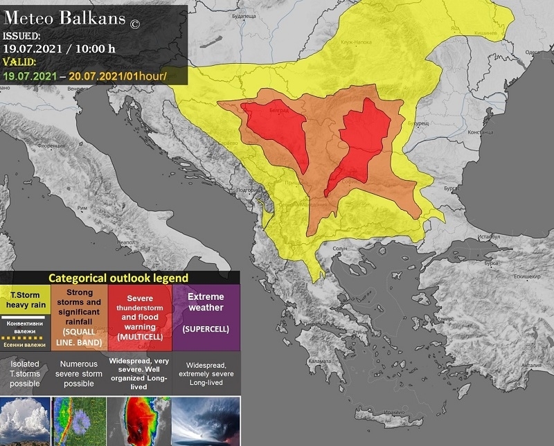 Meteo Balkans публикува в социалната мрежа предупреждение за приближаващо към