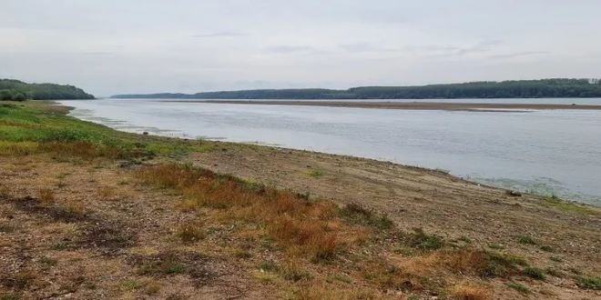 Нивото на Дунав край Лом продължава да спада, появиха се острови насред реката /снимки/