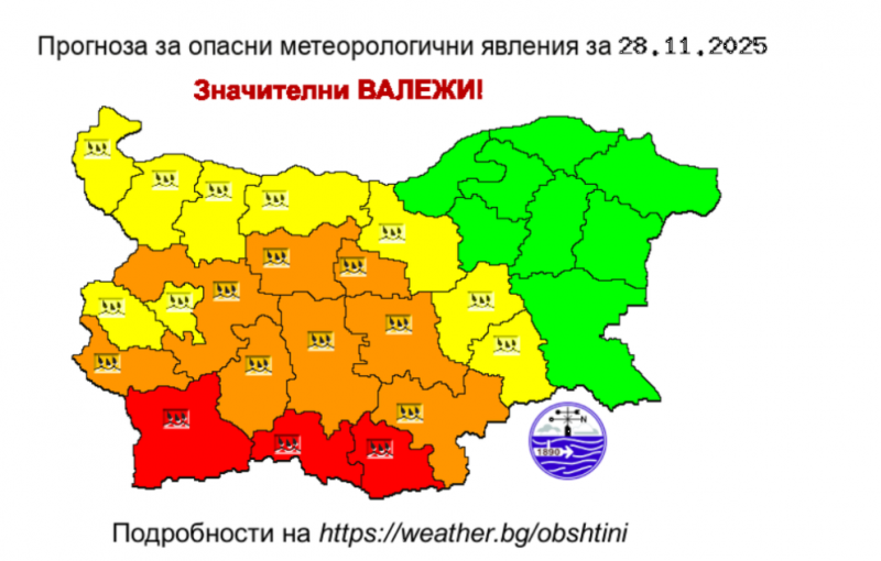 Обявиха 3 кода за опасно време в почти цяла България, риск от порои в много области