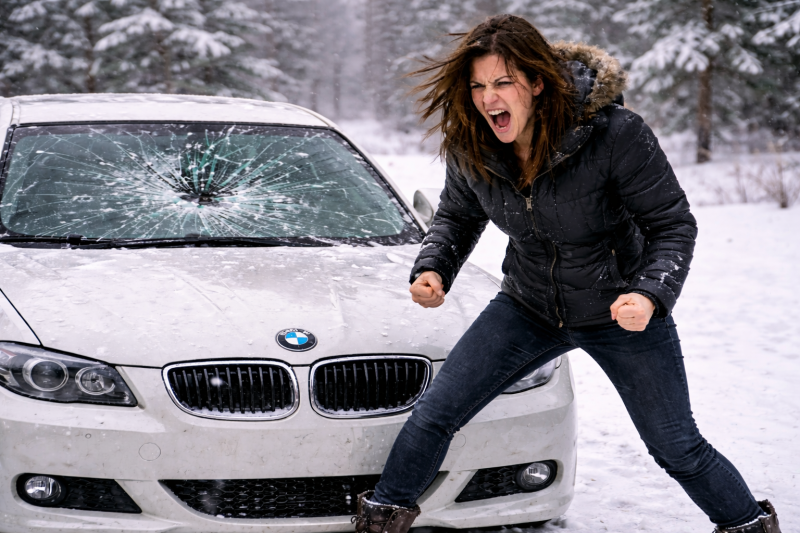 Жена потроши колата на младеж в Монтанско и я задържаха