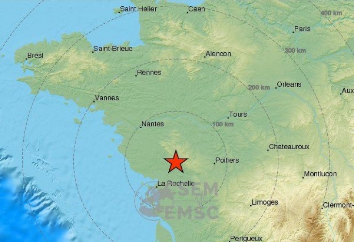 Регистрирано е земетресение във Франция с магнитуд 4 8 по скалата