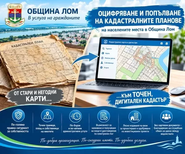 Край на 30-годишното чакане! Община Лом довършва дигитализацията на кадастъра в селата, улеснява гражданите