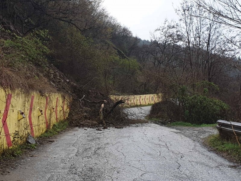 Свлачище затвори временно пътя между Асеновата крепост и село Лясково
