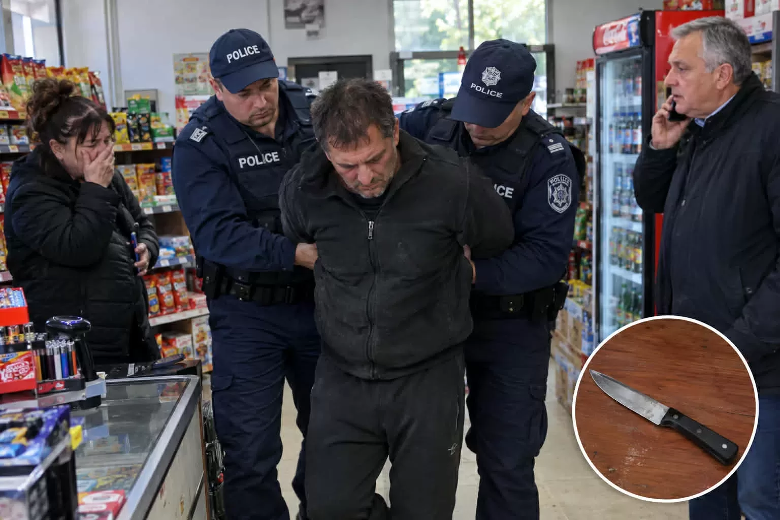 Див екшън в Монтанско! Крими герой извади нож и заплаши жена си с убийство в магазин, кметът се намеси