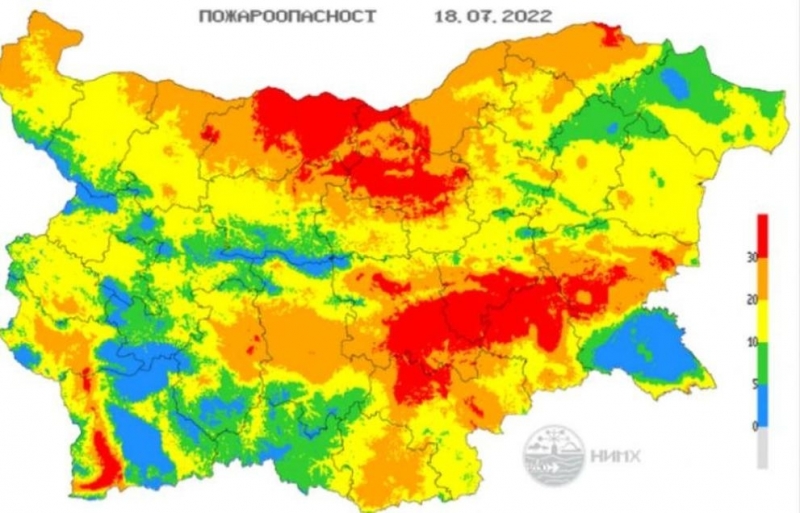За много висок екстремалнен индекс на пожароопасност за голяма част
